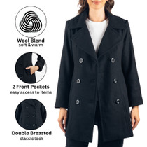 Alpine Swiss Jake Mens Wool Pea Coat Double Breasted Peacoat
